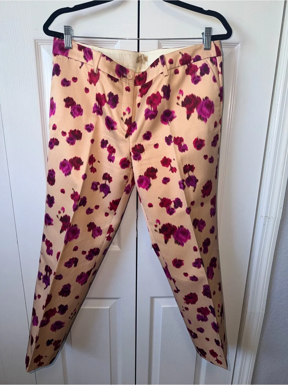 Michael Kors Cream Chinos with Magenta Floral Print